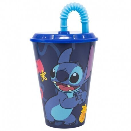 stitch-kuppi pillillä, 430 ml hinta ja tiedot | Lasit, mukit ja kannut | hobbyhall.fi