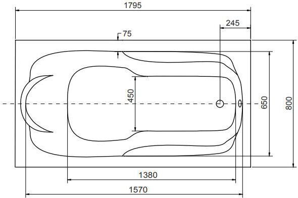 Kylpyamme Besco Bona, 180x80 cm hinta ja tiedot | Kylpyammeet | hobbyhall.fi