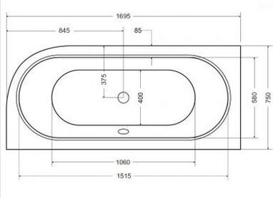 Kylpyamme Besco Avita, 170x75 cm, vasen hinta ja tiedot | Kylpyammeet | hobbyhall.fi