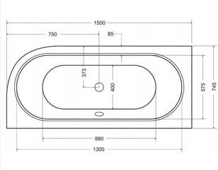 Kylpyamme Besco Avita, 150x75 cm, vasen hinta ja tiedot | Kylpyammeet | hobbyhall.fi