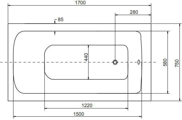 Kylpyamme Besco Talia, 170x75cm hinta ja tiedot | Kylpyammeet | hobbyhall.fi