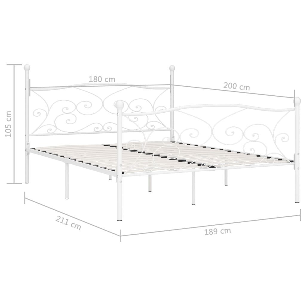 vidaXL Sängynrunko sälepohjalla valkoinen metalli 180x200 cm hinta ja tiedot | Sängyt | hobbyhall.fi