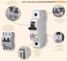 ETIMAT10 1P B20 10kA ETI-ylivirtakatkaisija hinta ja tiedot | Kytkimet ja pistorasiat | hobbyhall.fi