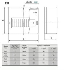 RM 9 pinta-asennettava kytkintaulu, N+PE 1x9 hinta ja tiedot | Kytkimet ja pistorasiat | hobbyhall.fi