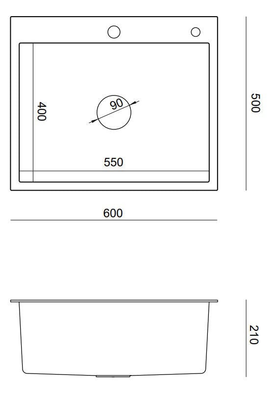 Granitan-allas 60x50 cm hinta ja tiedot | Keittiöaltaat | hobbyhall.fi