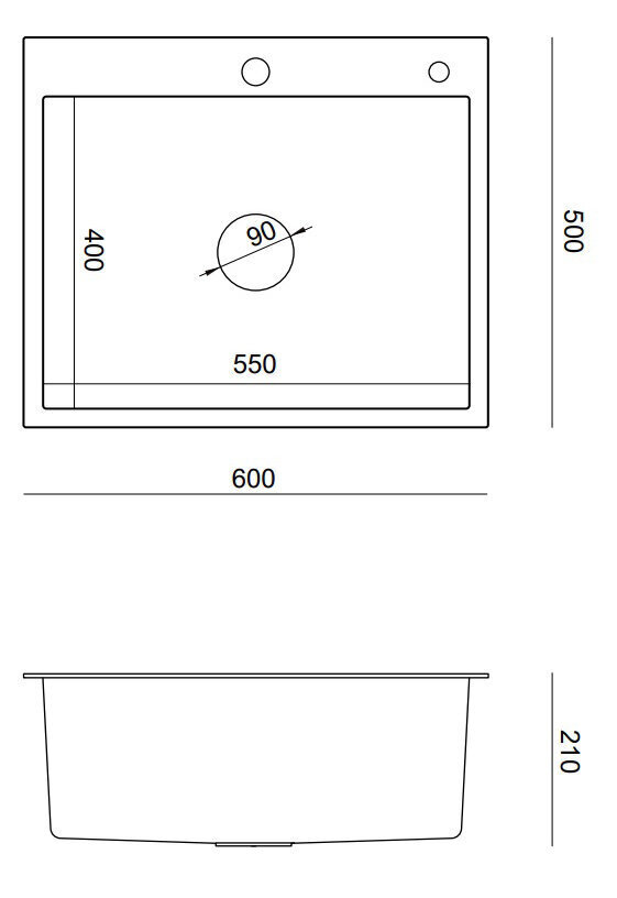 Granitan-allas, 60x50 cm hinta ja tiedot | Keittiöaltaat | hobbyhall.fi