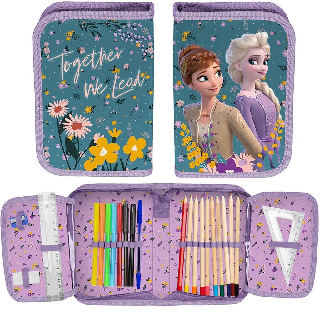 Koulukynälaukku tarvikkeineen Paso Frozen Anna & Elsa hinta ja tiedot | Penaalit | hobbyhall.fi