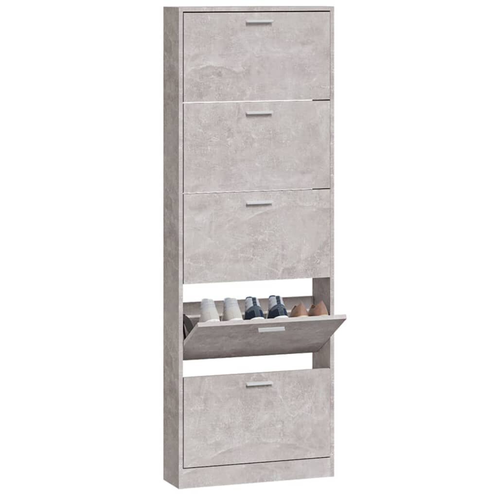 Kenkäkaappi, betoninharmaa, 59x17x169cm hinta ja tiedot | Kenkäkaapit ja -hyllyt | hobbyhall.fi