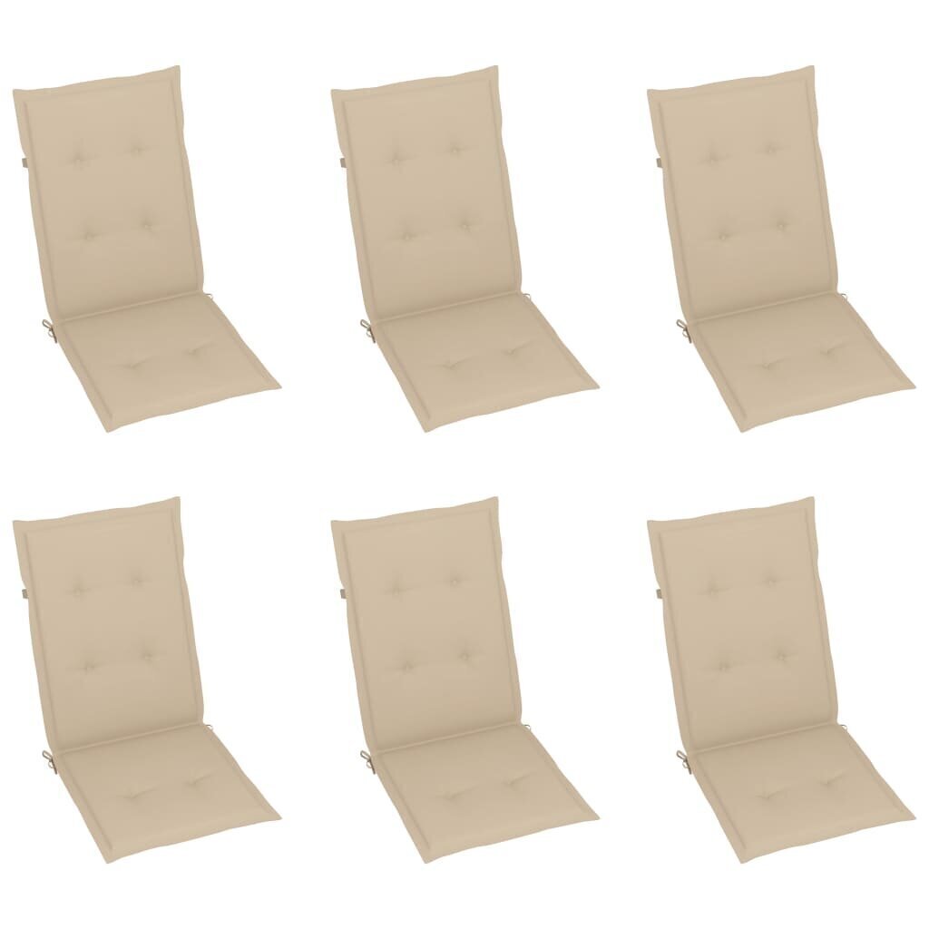 Puutarhatuolityynyt, 6 kpl, beige, 120x50x4cm hinta ja tiedot | Istuintyynyt, pehmusteet ja päälliset | hobbyhall.fi