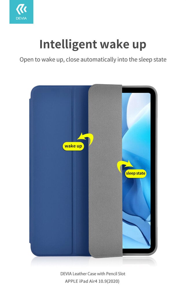 Devia suojakuori koos pliiatsi hoidjaga iPad Air4 10.9 - Blue hinta ja tiedot | Tablettien kotelot ja muut tarvikkeet | hobbyhall.fi