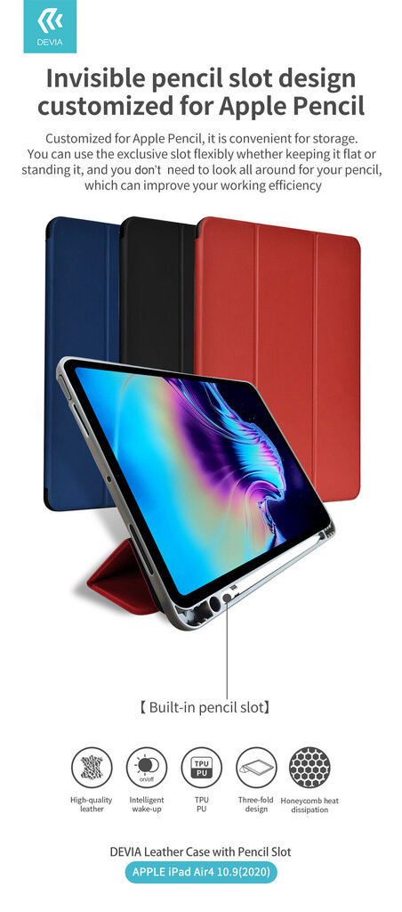 Devia suojakuori koos pliiatsi hoidjaga iPad Air4 10.9 - Red hinta ja tiedot | Tablettien kotelot ja muut tarvikkeet | hobbyhall.fi