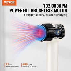 VEVOR hiustenkuivaaja, 102 000 rpm hinta ja tiedot | Hiustenkuivaajat | hobbyhall.fi