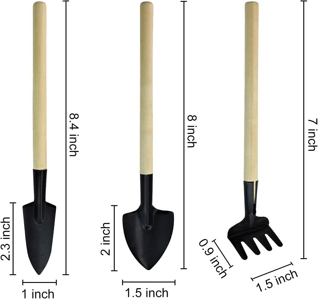 3-osainen kannettava puutarhatyökalusarja taimille, bonsaille, mehikasveille hinta ja tiedot | Puutarhatyökalut | hobbyhall.fi