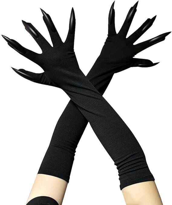 Halloween Puku Kynnet Käsineet Pitkät Naulat Black Party Halloween Rekvisiitta Susi Claws Käsineet Cosplay-asu hinta ja tiedot | Juhlakoristeet | hobbyhall.fi