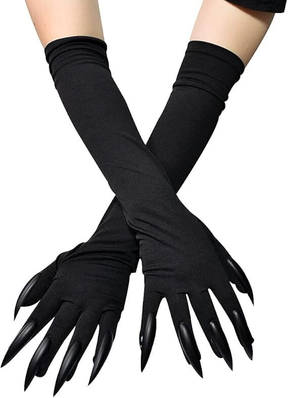 Halloween Puku Kynnet Käsineet Pitkät Naulat Black Party Halloween Rekvisiitta Susi Claws Käsineet Cosplay-asu hinta ja tiedot | Juhlakoristeet | hobbyhall.fi