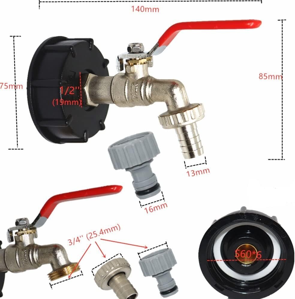 1/2" IBC tankkihanan sovitin - S60X6 karkeakierteinen puutarhasäiliön pikaliitinhana 1/2" ja 3/4" letkuille hinta ja tiedot | Suihkupäät ja tarvikkeet | hobbyhall.fi