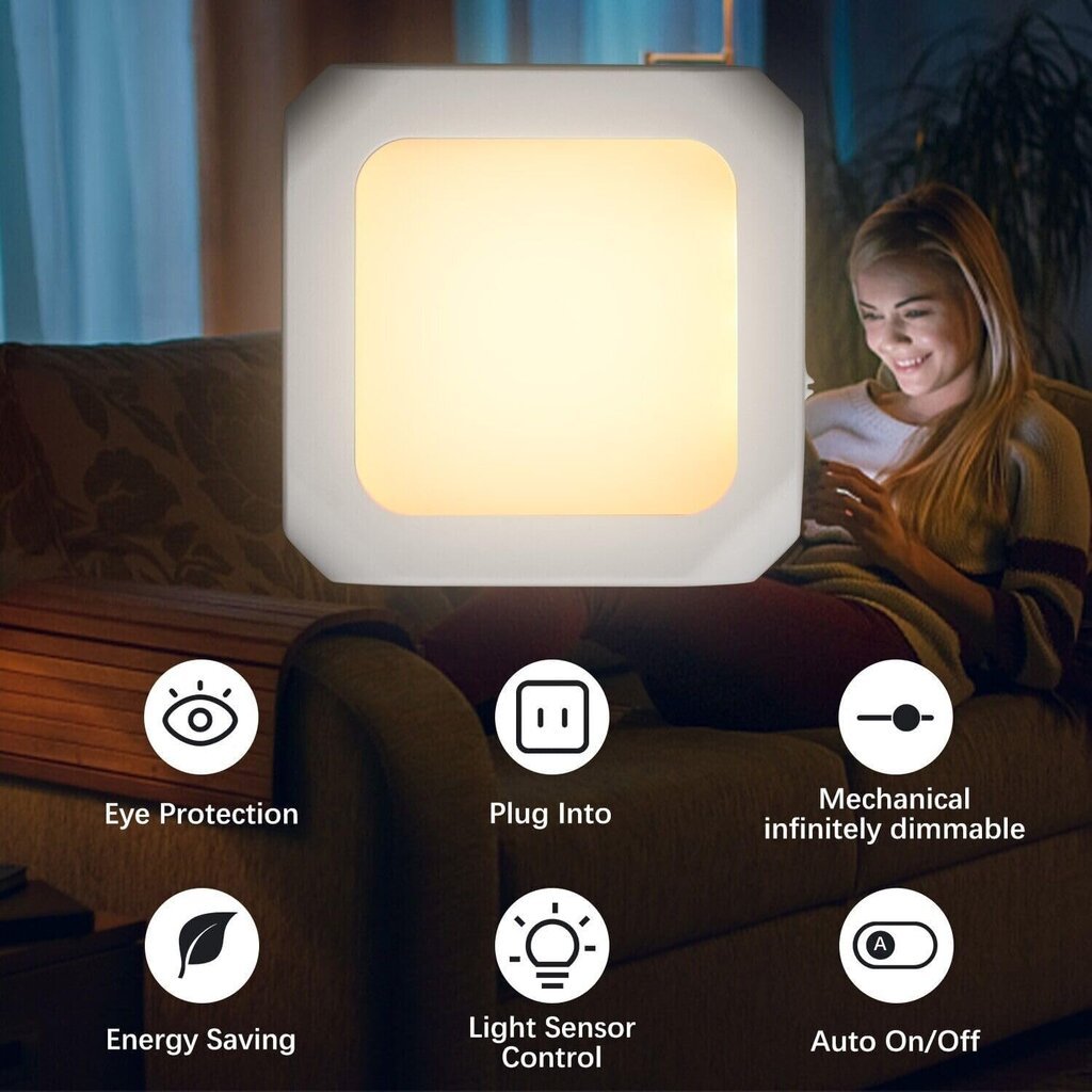 1 kpl himmennettävä LED-yövalo automaattisella anturilla, lämmin valkoinen valo, sopii lasten makuuhuoneeseen, käytävälle ja keittiöön, seinäpistoke hinta ja tiedot | Pöytävalaisimet | hobbyhall.fi