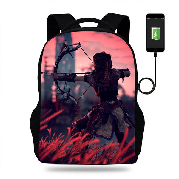 Peli Horizon Forbidden West Reppu Pojat Tytöt Koulureppu Teini Kirja Reppu Miesten Naisten Reppu USB Reppu Mochila