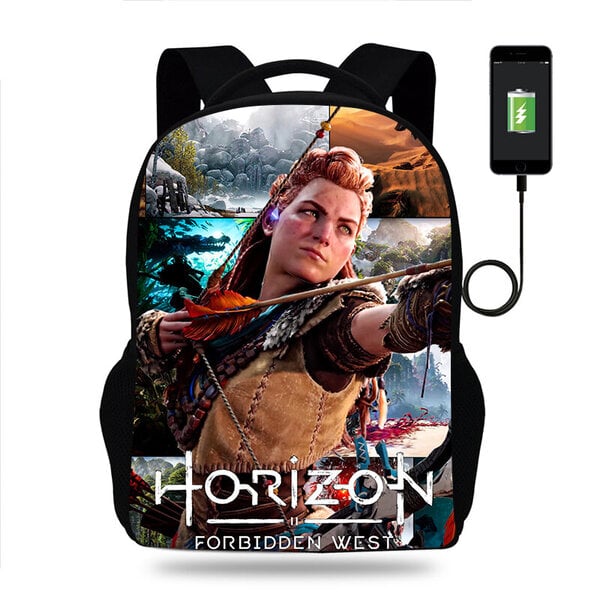 Peli Horizon Forbidden West Reppu Pojat Tytöt Koulureppu Teini Kirja Reppu Miesten Naisten Reppu USB Reppu Mochila