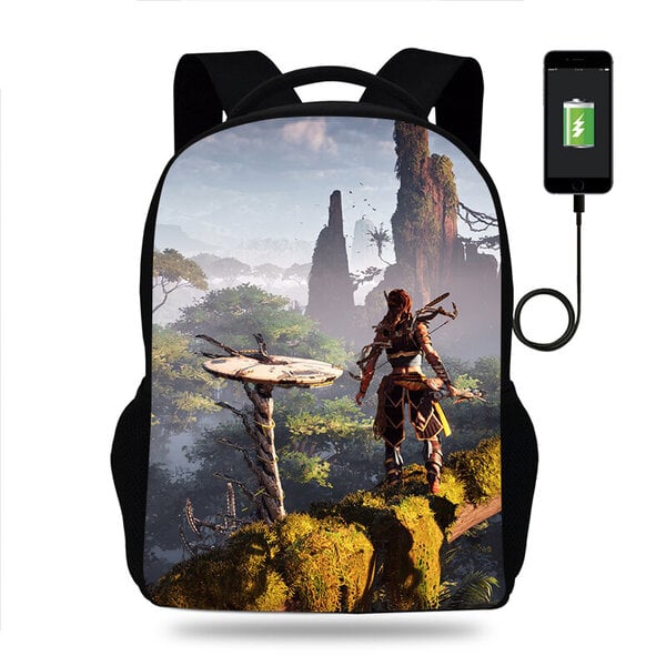 Peli Horizon Forbidden West Reppu Pojat Tytöt Koulureppu Teini Kirja Reppu Miesten Naisten Reppu USB Reppu Mochila