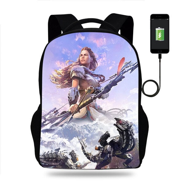 Peli Horizon Forbidden West Reppu Pojat Tytöt Koulureppu Teini Kirja Reppu Miesten Naisten Reppu USB Reppu Mochila