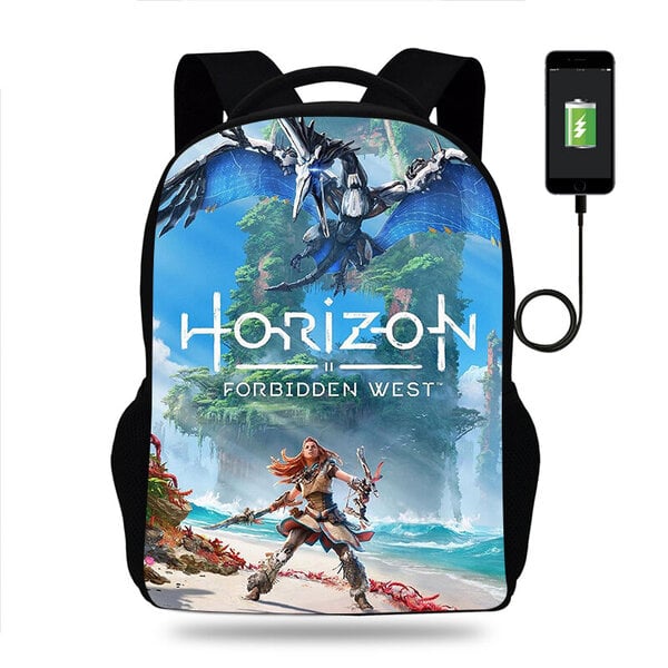 Peli Horizon Forbidden West Reppu Pojat Tytöt Koulureppu Teini Kirja Reppu Miesten Naisten Reppu USB Reppu Mochila