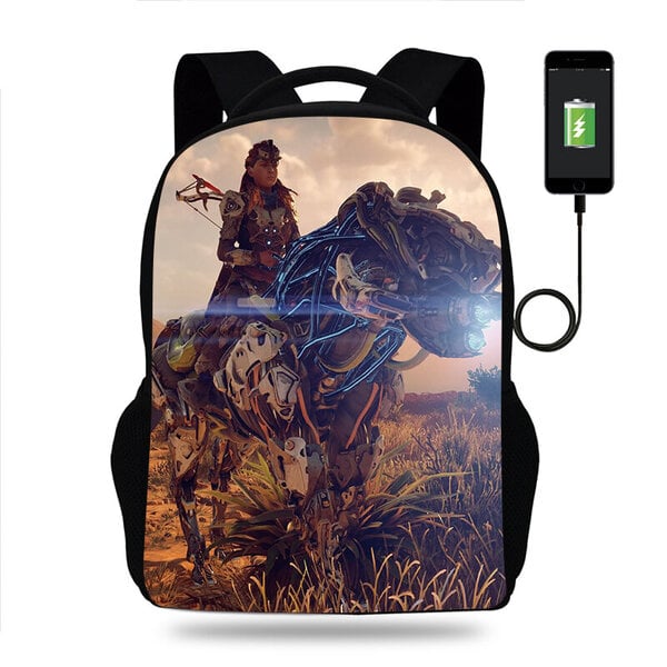 Peli Horizon Forbidden West Reppu Pojat Tytöt Koulureppu Teini Kirja Reppu Miesten Naisten Reppu USB Reppu Mochila