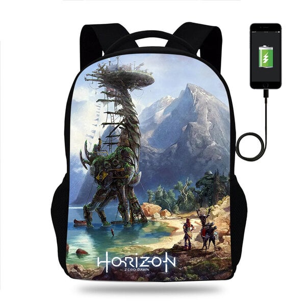 Peli Horizon Forbidden West Reppu Pojat Tytöt Koulureppu Teini Kirja Reppu Miesten Naisten Reppu USB Reppu Mochila