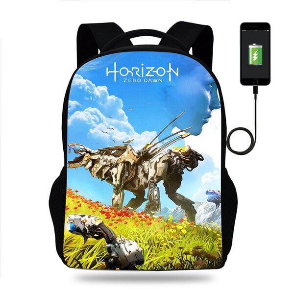 Peli Horizon Forbidden West Reppu Pojat Tytöt Koulureppu Teini Kirja Reppu Miesten Naisten Reppu USB Reppu Mochila