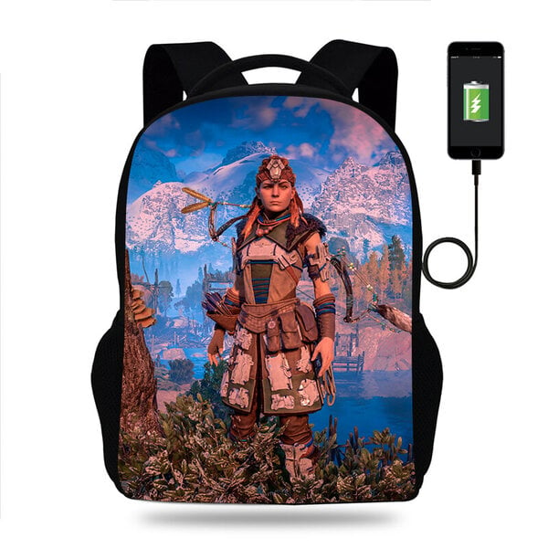 Peli Horizon Forbidden West Reppu Pojat Tytöt Koulureppu Teini Kirja Reppu Miesten Naisten Reppu USB Reppu Mochila