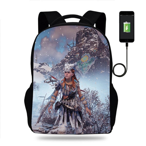 Peli Horizon Forbidden West Reppu Pojat Tytöt Koulureppu Teini Kirja Reppu Miesten Naisten Reppu USB Reppu Mochila