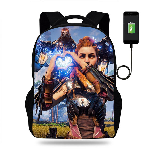 Peli Horizon Forbidden West Reppu Pojat Tytöt Koulureppu Teini Kirja Reppu Miesten Naisten Reppu USB Reppu Mochila