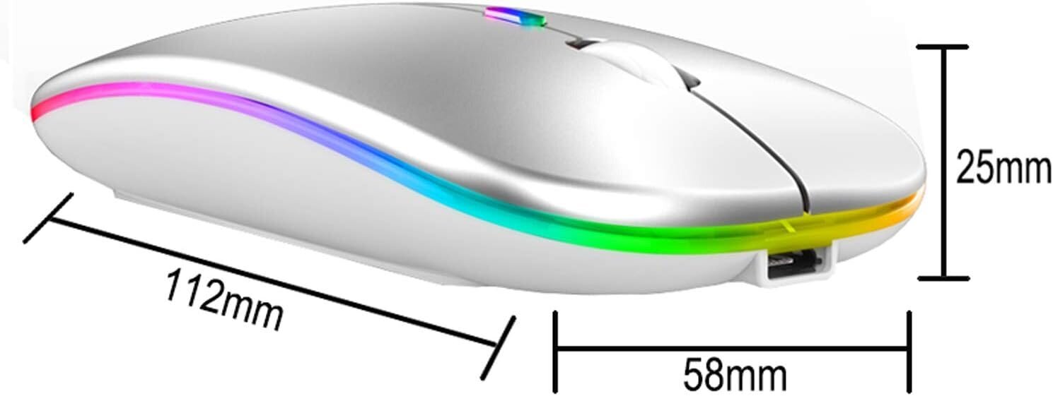 Ladattava Bluetooth-hiiri 5.1+2.4G langaton Ohut/hiljainen-valkoinen hinta ja tiedot | Kannettavien tietokoneiden lisätarvikkeet | hobbyhall.fi