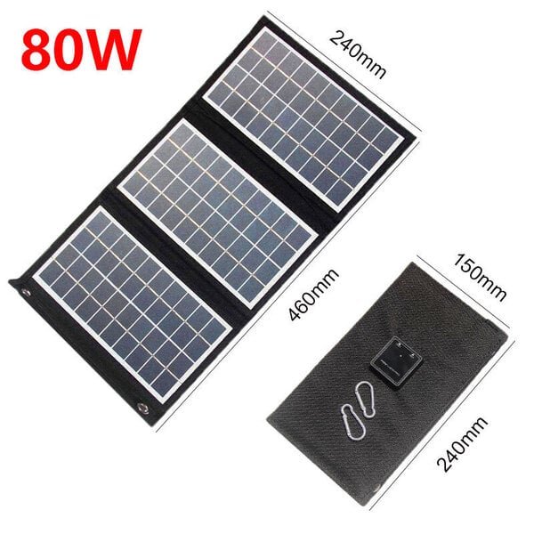 100W/80W/60W taitettava aurinkopaneeli Kannettava kaksois-USB 5V laturi retkeilyyn Outdoor Power Station Matkapuhelin Tablet Power Bank