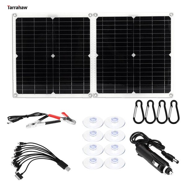 50 W taitettava aurinkopaneeli USB 5 V 18 V DC ulostulo ulkona PV-kennoja Kannettava vedenpitävä lataus aurinkosähkölevyn ohjainsarja