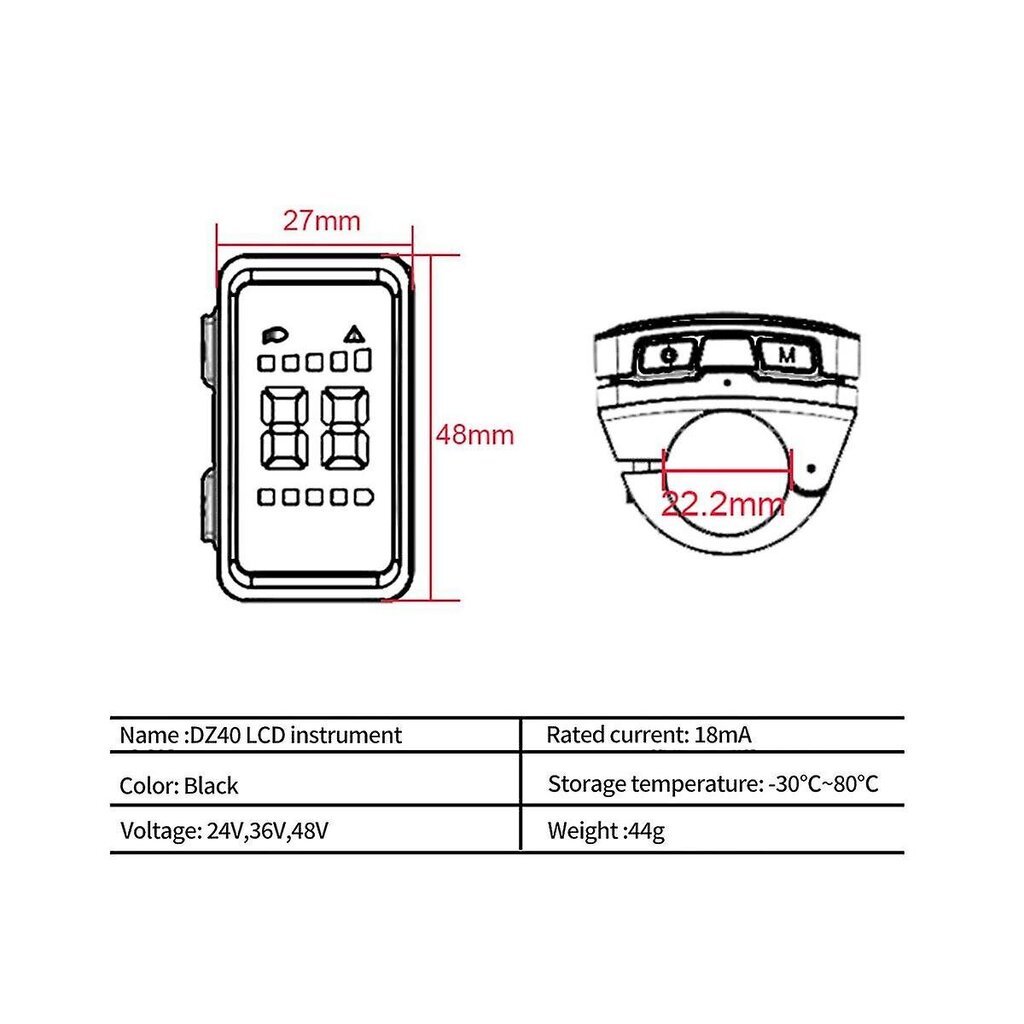 Sähköpyöränäyttö DZ40-näyttöruutu keskimoottorille BBS01 02 HD sähköpyörän osille hinta ja tiedot | Kotitaloustarvikkeet | hobbyhall.fi
