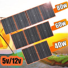 Aurinkopaneeli 12V Taitettava 5V USB 100W 80W 60W 40W Kannettava aurinkoenergia-akkulaturi Matkapuhelimen tehoasema Tabletti Camping Travel hinta ja tiedot | Paristolaturit | hobbyhall.fi