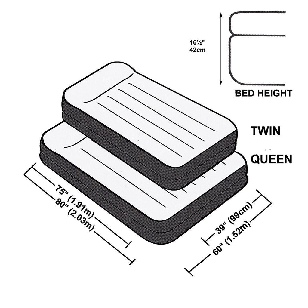 Ilmapatja Intex Twin Deluxe tyynyntuki korotettu 191 x 99 x 42 cm hinta ja tiedot | Ilmapatjat | hobbyhall.fi