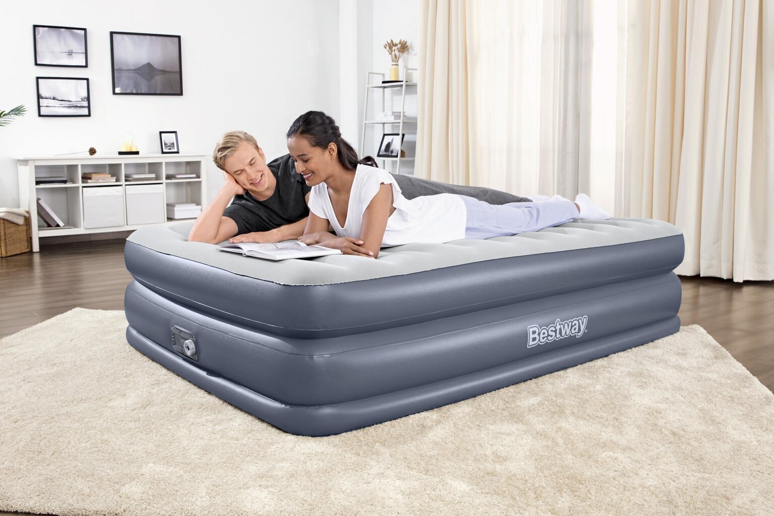 Ilmatäytteinen patja Bestway Tritech QuadComfort Airbed Queen, 203x152x51 cm, integroidulla pumpulla. hinta ja tiedot | Ilmapatjat | hobbyhall.fi