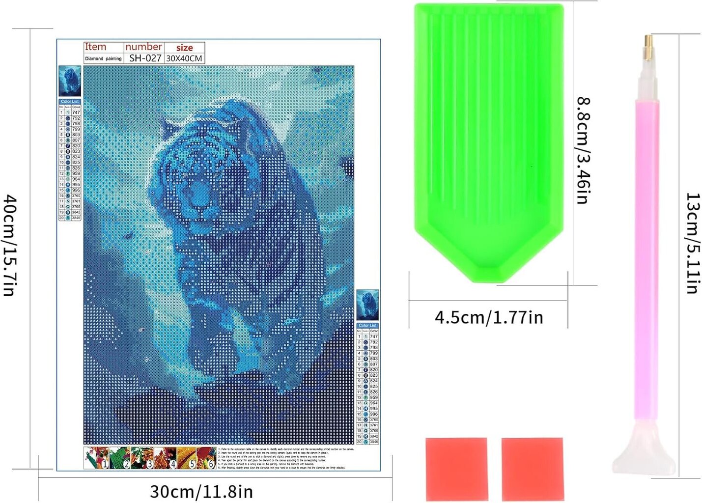 Kristallimaalaussarja 5D käsityö Tiger 30x40 cm hinta ja tiedot | Timanttimaalaukset | hobbyhall.fi