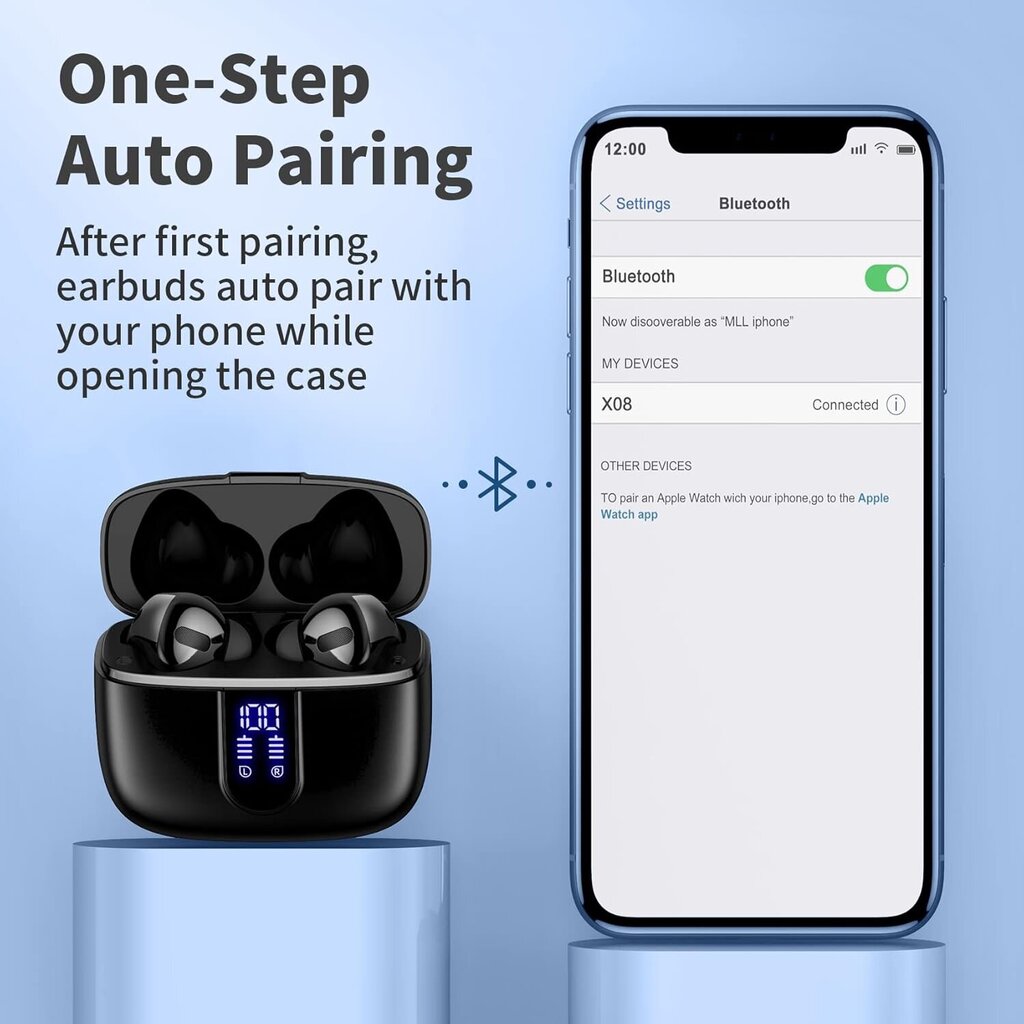 Bluetooth-kuulokkeet Todelliset langattomat nappikuulokkeet 60H-toisto LED-virtanäyttö Kuulokkeet langattomalla latauskotelolla IPX5 vedenpitävät in-ear-kuulokkeet mikrofonilla televisioon Älypuhelin kannettava tietokone Urheilu hinta ja tiedot | Kuulokkeet | hobbyhall.fi