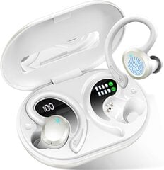 Langattomat nappikuulokkeet Bluetooth-kuulokeurheilu, Bluetooth 5.3 -nappikuuloke 14,2 mm: n ohjainstereo nappikuulokkeiden yli, 48H-kuuloke korvakoukuilla, melua vaimentava mikrofoni, IP7-vedenpitävät kuulokkeet harjoitteluun / juoksuun, valkoinen hinta ja tiedot | Kuulokkeet | hobbyhall.fi