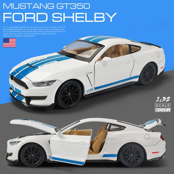 1:32 Supercar Mustang Shelby GT350 automalli metalliseos vedettävä takaisin lasten leluauto 4 avoimet oviset lasten lahjat GT500