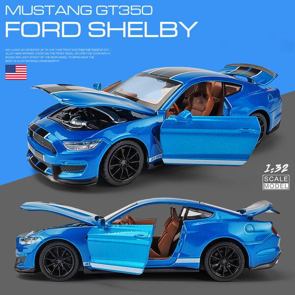 1:32 Supercar Mustang Shelby GT350 automalli metalliseos vedettävä takaisin lasten leluauto 4 avoimet oviset lasten lahjat GT500