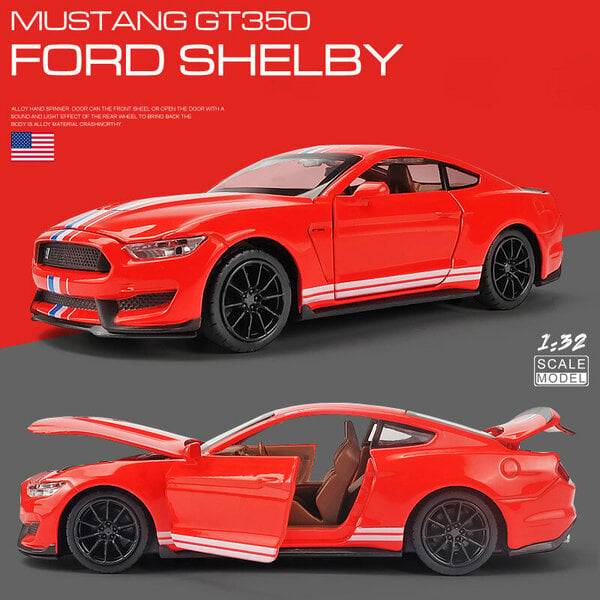 1:32 Supercar Mustang Shelby GT350 automalli metalliseos vedettävä takaisin lasten leluauto 4 avoimet oviset lasten lahjat GT500