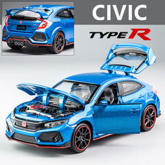 1:32 HONDA CIVIC TYPE R metalliseos urheiluautomallit painevalut ja leluajoneuvot metalliset automallit ääni- ja valokokoelmat lasten lelulahja hinta ja tiedot | Pienoismallit | hobbyhall.fi