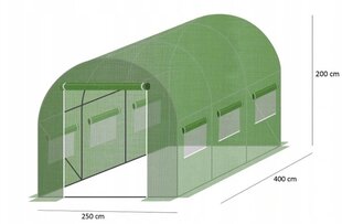 Tunnelin kasvihuone 3 segmenttiä, 4x2,5x2 m, valkoinen hinta ja tiedot | Kasvihuoneet | hobbyhall.fi