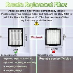 Varaosat iRobot Roomba i7 i7+ i3 i3+ i4 i4+ i6 i6+ i8 i8+ E5 E6 E7 &J7 J7+ pölynimuriin, 2 settiä kumiharjaa, 8 HEPA-suodatinta, 8 sivuharjaa hinta ja tiedot | Pölynimureiden lisätarvikkeet | hobbyhall.fi