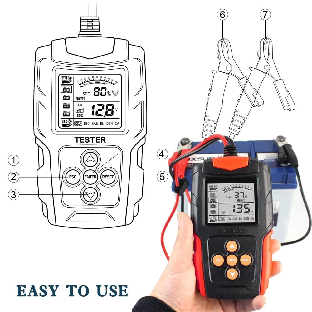 Autojen auton akun testauslaite 12 V 24 V CCA:n sisäisen vastuksen testaaja Moottoripyörän akun analysaattorin diagnostiikkatyökalu hinta ja tiedot | Auton akkulaturit | hobbyhall.fi