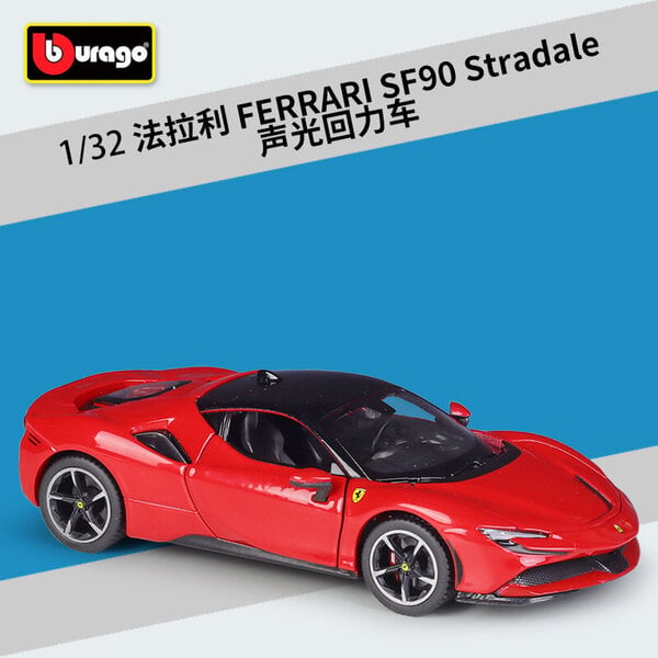 1:32 SF90 Stradale metalliseos automalli Diecast metallilelu ajoneuvo automalli ääni ja valo kokoelma lasten lahja